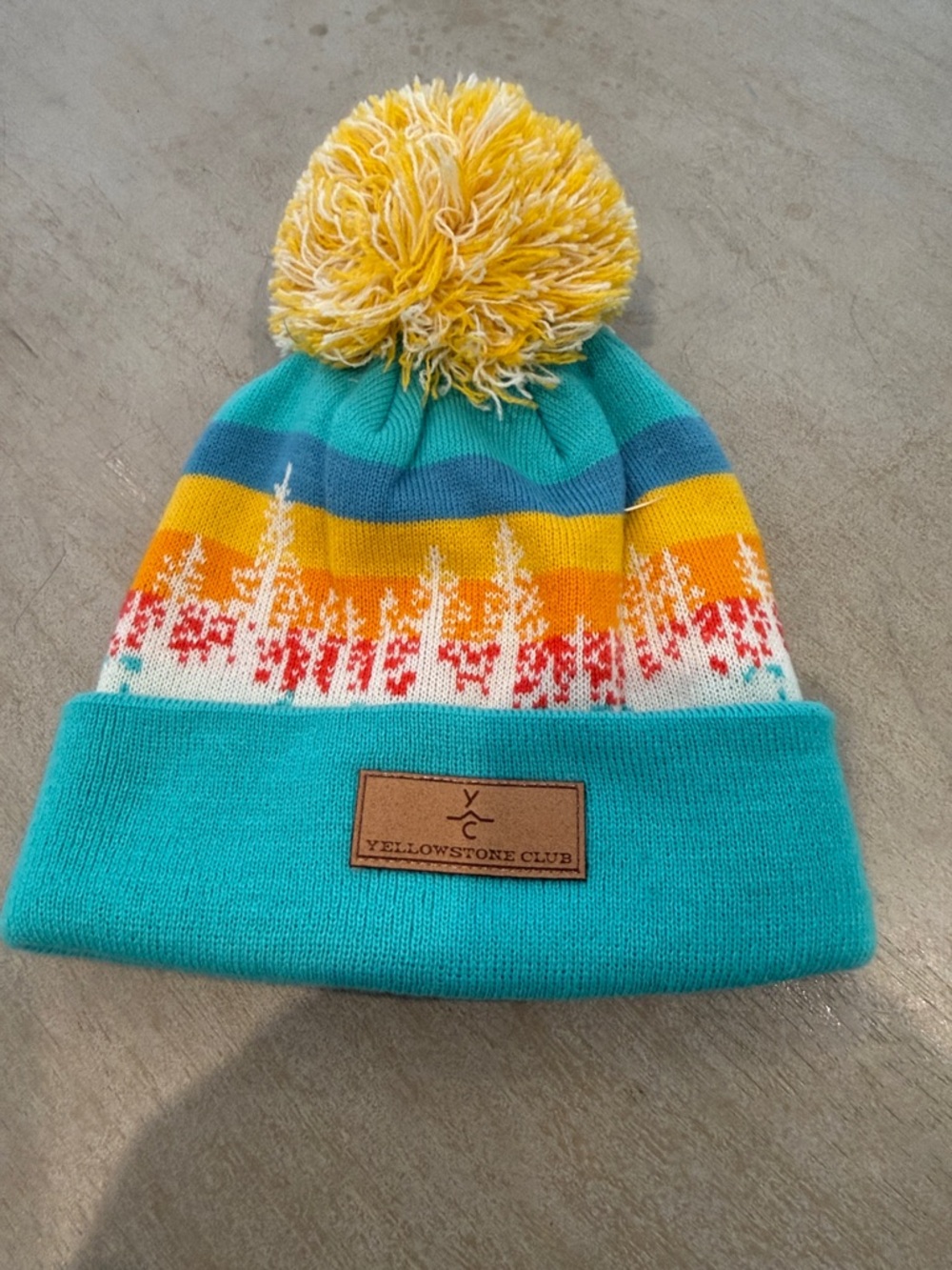 Yellowstone Club Kids Turquoise Beanie with Yellow Pom by Locale